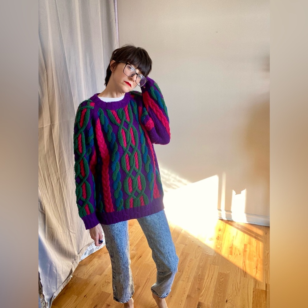 Colourful Cable Knit Sweater - Picture 3 of 12